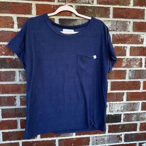 Simply Southern Women's Small‎ Navy Textured Pocket Tee Shirt Top with tote bag